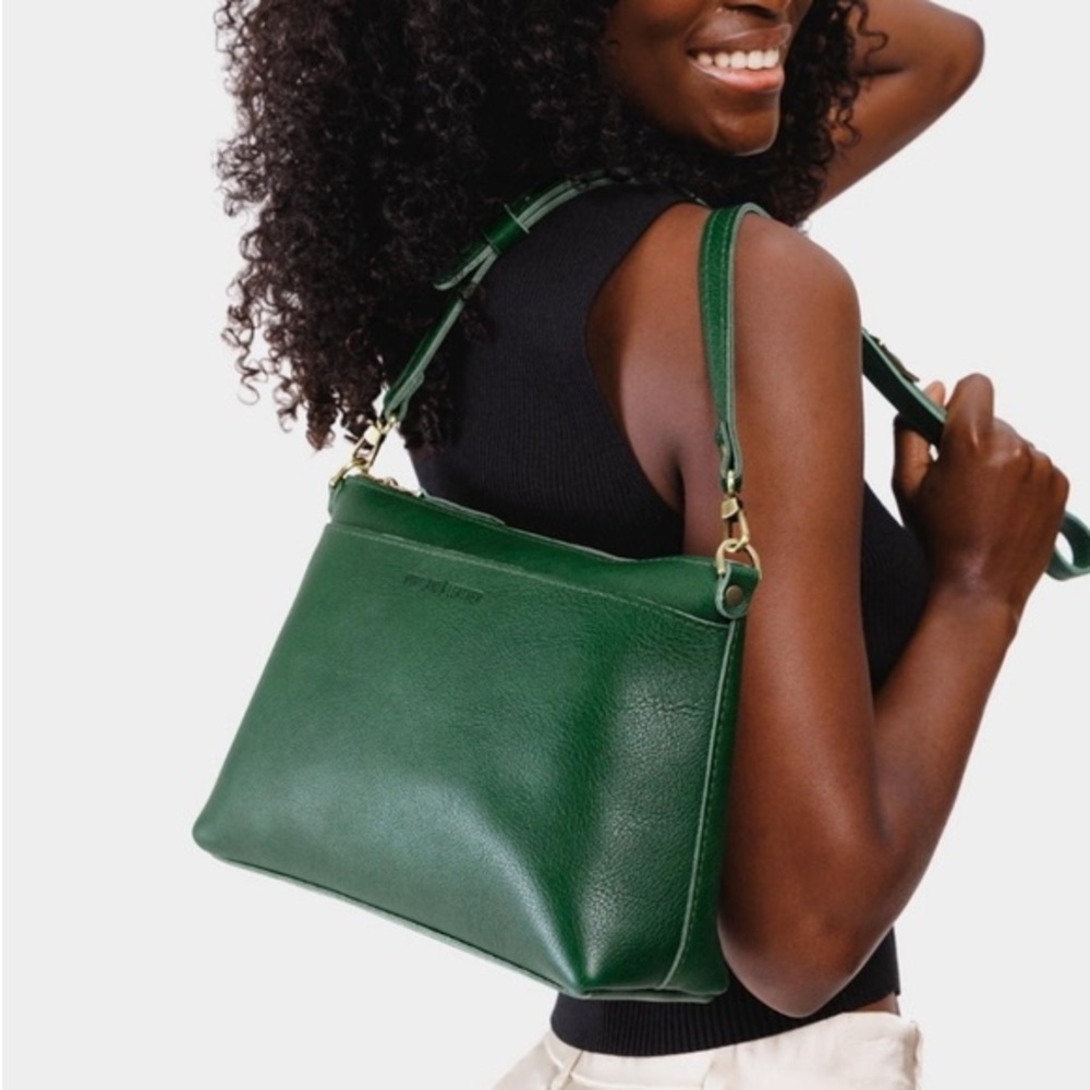 Green Leather Crossbody Bag - Unbranded